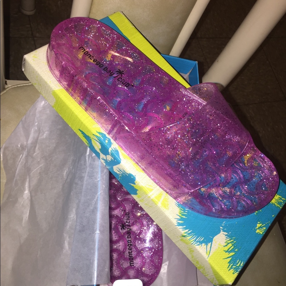 Pink Jelly Glitter Slides SIZE 8